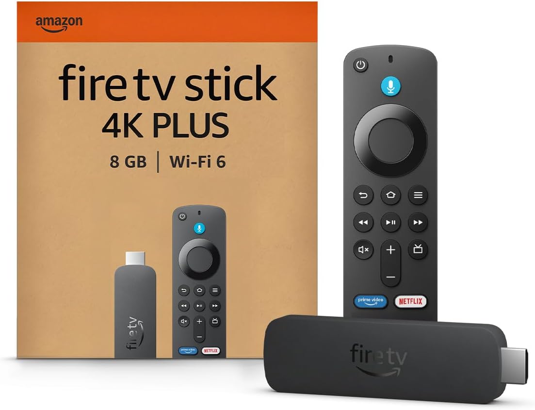 Amazon Fire TV Stick 4K Plus streaming device, supports Wi-Fi 6, Dolby Vision/Atmos, HDR10+