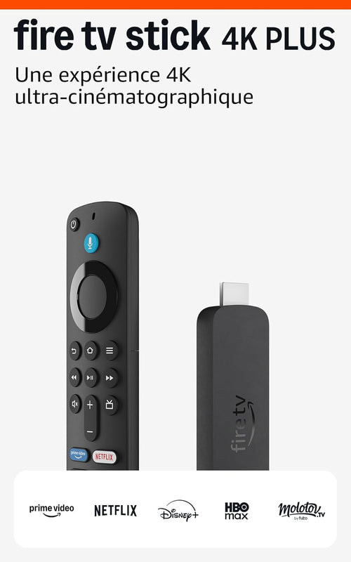 Amazon Fire TV Stick 4K Plus streaming device, supports Wi-Fi 6, Dolby Vision/Atmos, HDR10+