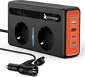 RoyPow 12V 220V Car Converter - 300W Inverter Transformer 2 Sockets and 4 USB Ports Voltage Converter, Quick Charge Car Charger with Cigarette Lighter Socket