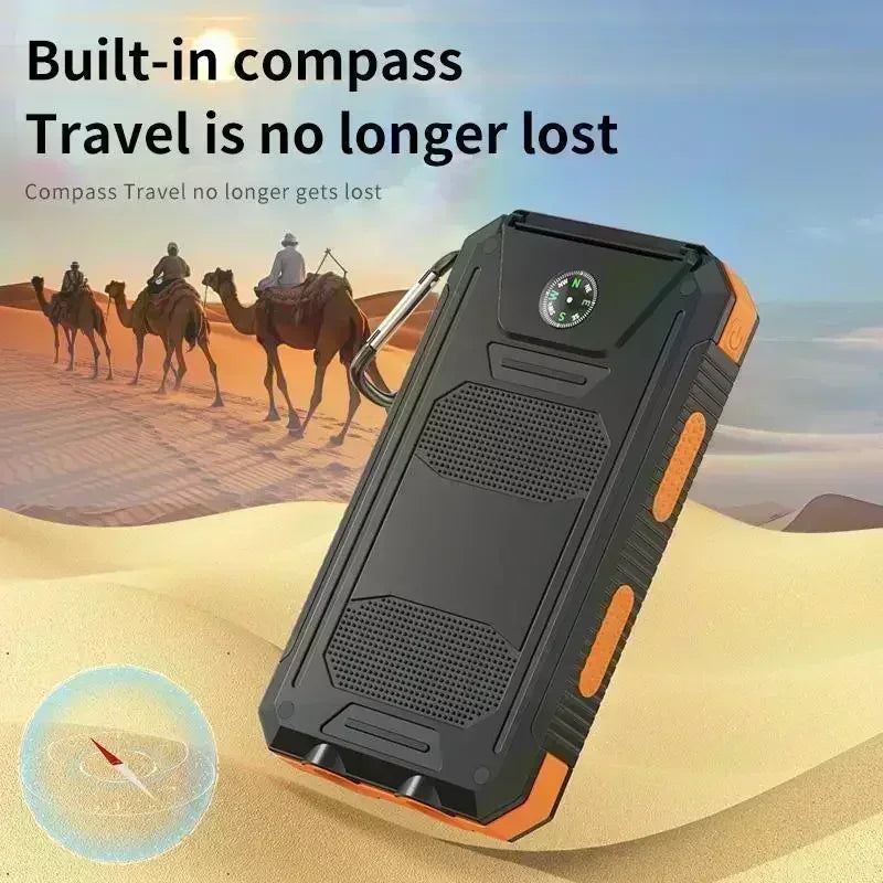 Outdoor Power Non-Stop: 10000mAh Solar Power Bank | QC3.0 Fast Charge, Bright Flashlight & Waterproof Build