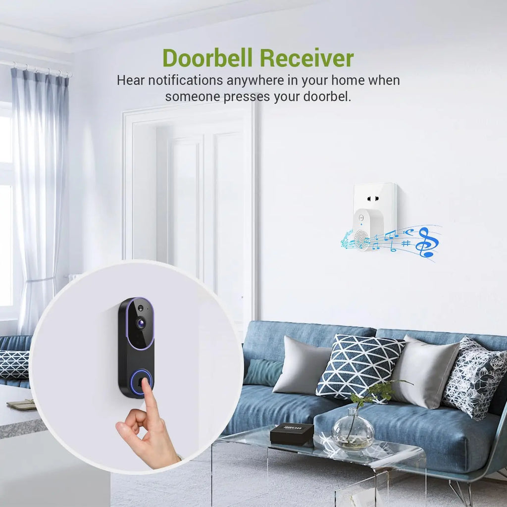 1080P Wireless Video Doorbell Camera with AI Human Detection, Night Vision, Two-Way Audio, Cloud Storage for Outdoor Security