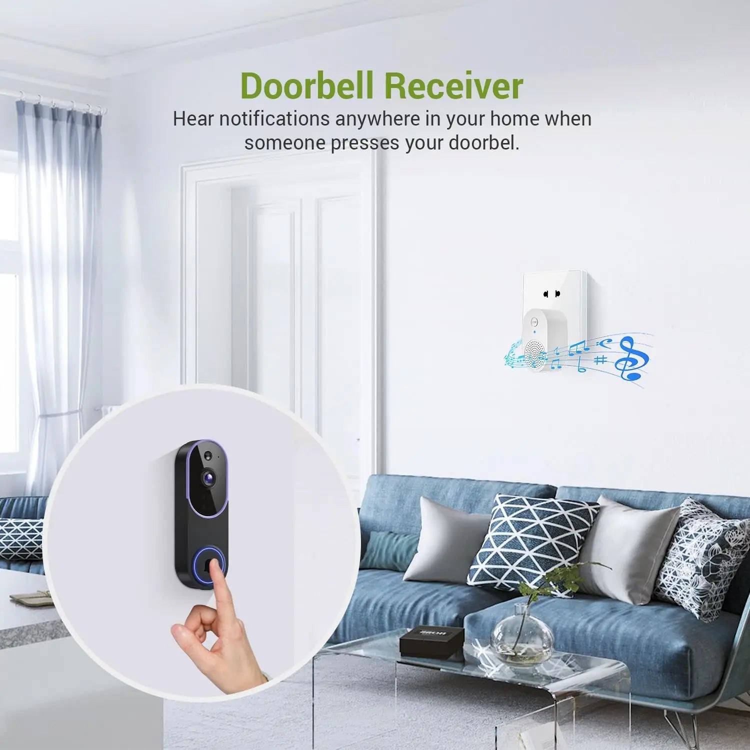1080P Wireless Video Doorbell Camera with AI Human Detection, Night Vision, Two-Way Audio, Cloud Storage for Outdoor Security