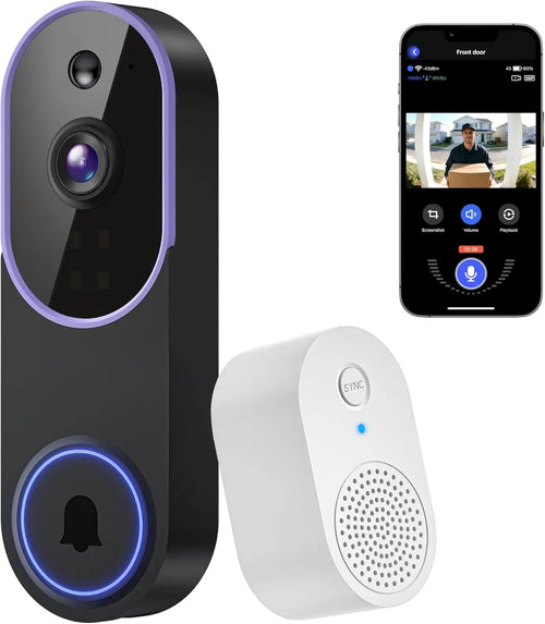 1080P Wireless Video Doorbell Camera with AI Human Detection, Night Vision, Two-Way Audio, Cloud Storage for Outdoor Security