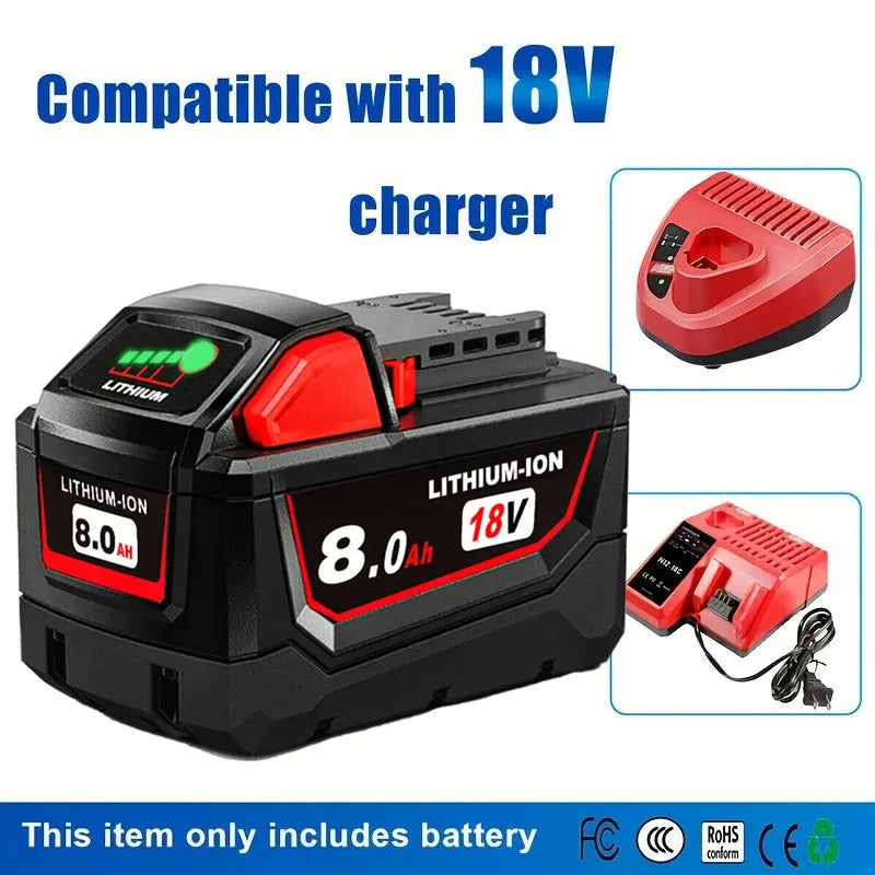 Batterie de Remplacement 18V 8.0Ah — Compatible Milwaukee M18