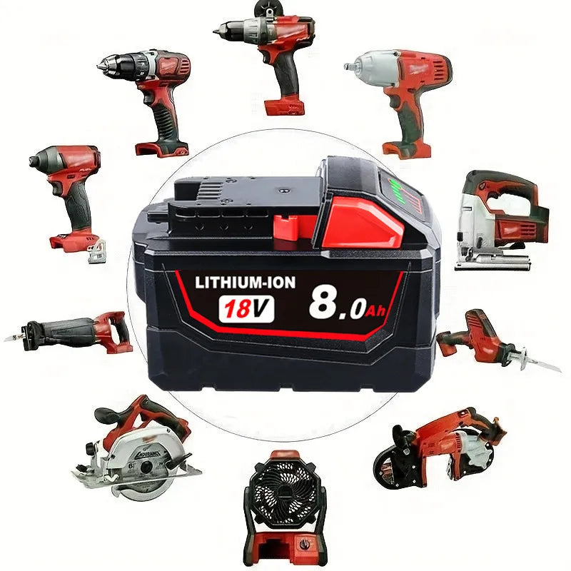 Batterie de Remplacement 18V 8.0Ah — Compatible Milwaukee M18