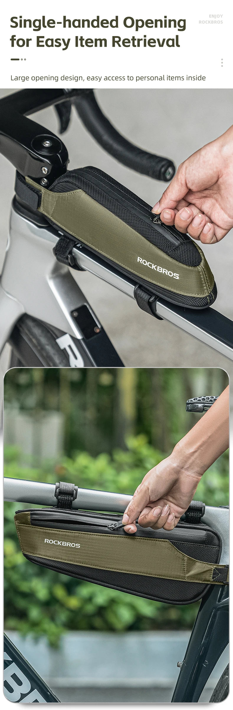 Sacoche Vélo ROCKBROS — Tube Supérieur Ultraléger Réfléchissant MTB/Route