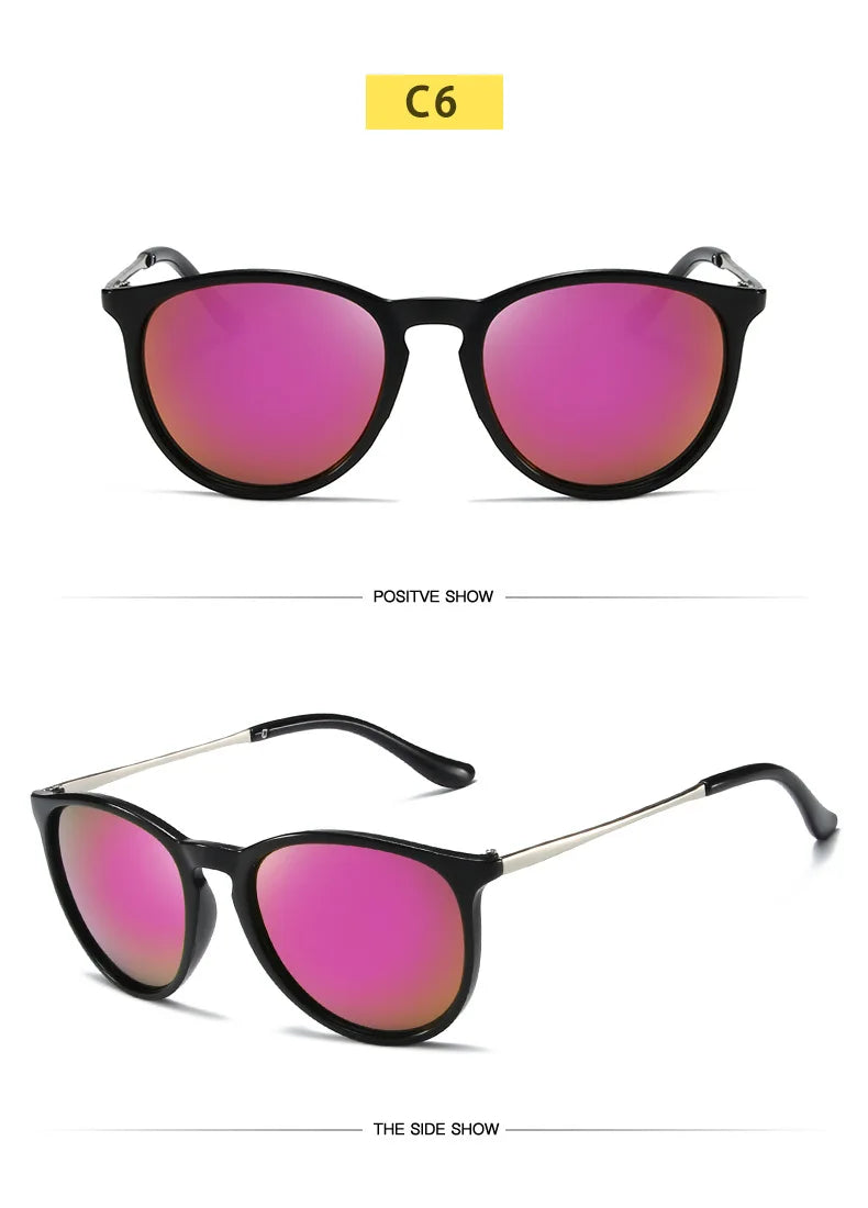 Lunettes de Soleil Vintage Monture Métal – Rondes, Unisexe, Verres Miroir