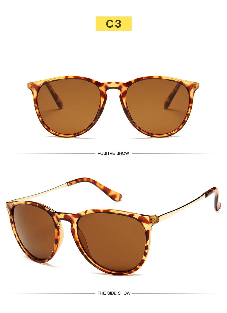 Lunettes de Soleil Vintage Monture Métal – Rondes, Unisexe, Verres Miroir
