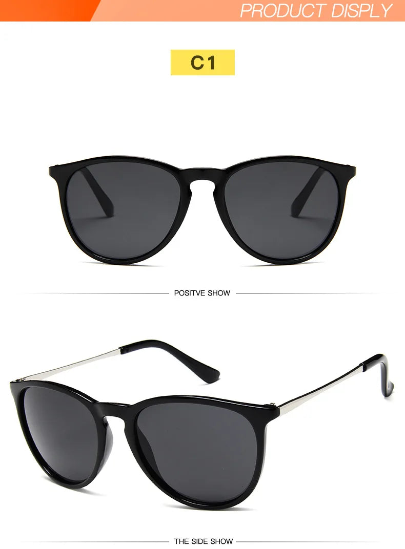 Lunettes de Soleil Vintage Monture Métal – Rondes, Unisexe, Verres Miroir