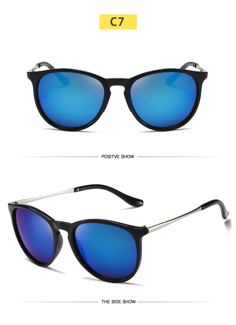 Lunettes de Soleil Vintage Monture Métal – Rondes, Unisexe, Verres Miroir