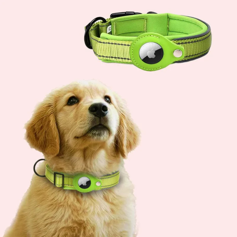 Collier Chien AirTag Réfléchissant – Rembourré, Réglable, Nylon