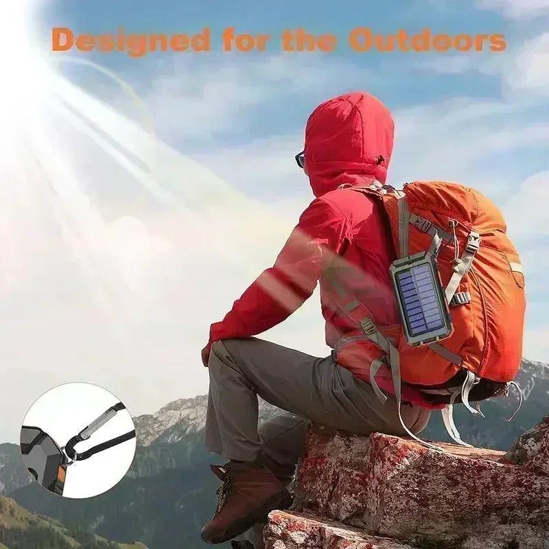 Outdoor Power Non-Stop: 10000mAh Solar Power Bank | QC3.0 Fast Charge, Bright Flashlight & Waterproof Build