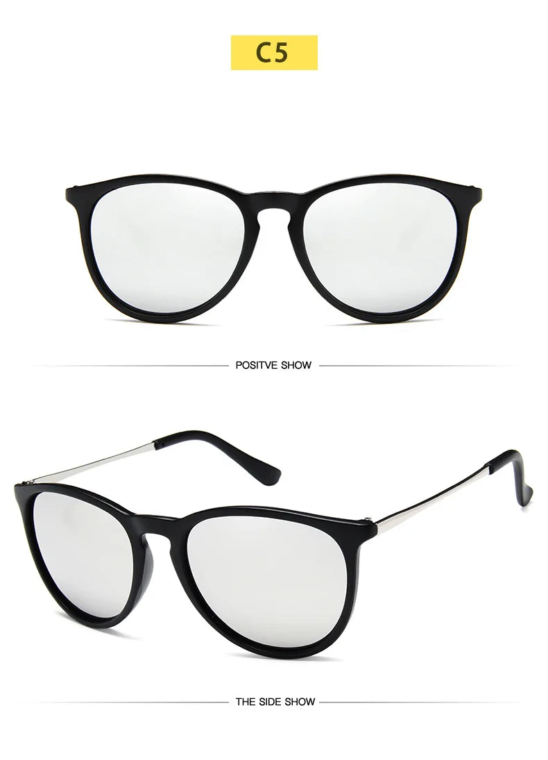 Lunettes de Soleil Vintage Monture Métal – Rondes, Unisexe, Verres Miroir