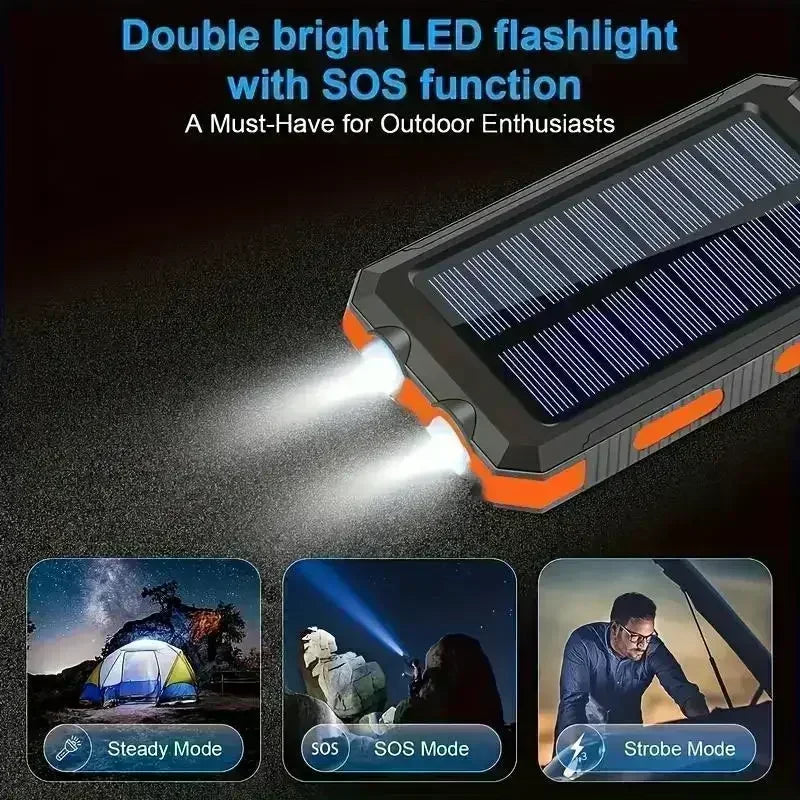 Outdoor Power Non-Stop: 10000mAh Solar Power Bank | QC3.0 Fast Charge, Bright Flashlight & Waterproof Build