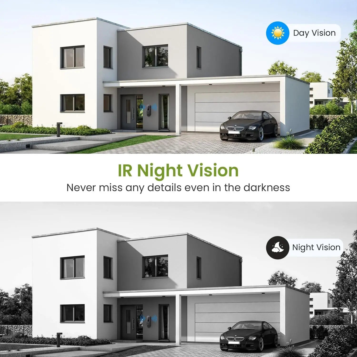 1080P Wireless Video Doorbell Camera with AI Human Detection, Night Vision, Two-Way Audio, Cloud Storage for Outdoor Security
