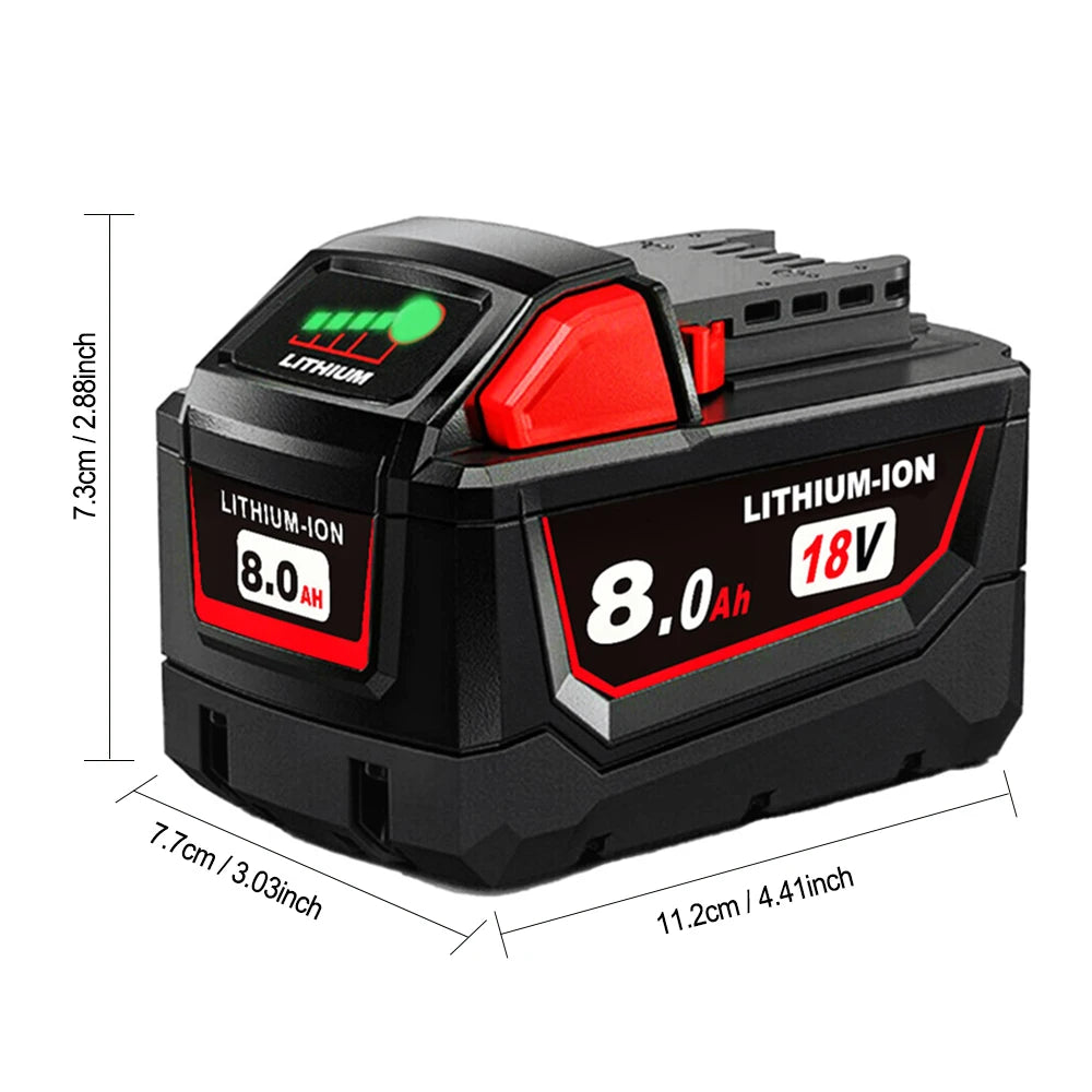 Batterie de Remplacement 18V 8.0Ah — Compatible Milwaukee M18