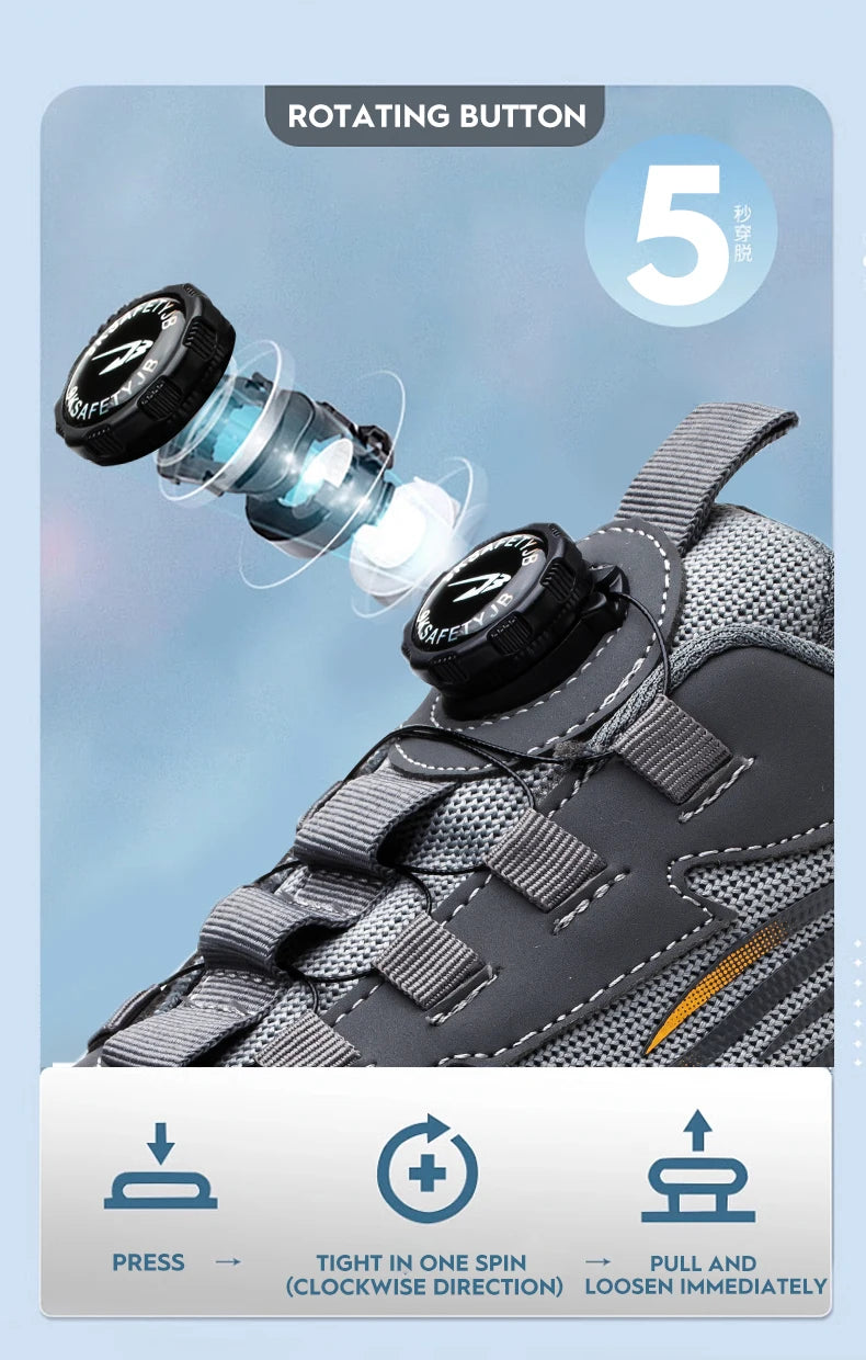 Chaussures de Sécurité Sans Lacets — Semelle Souple, Anti-Perforation