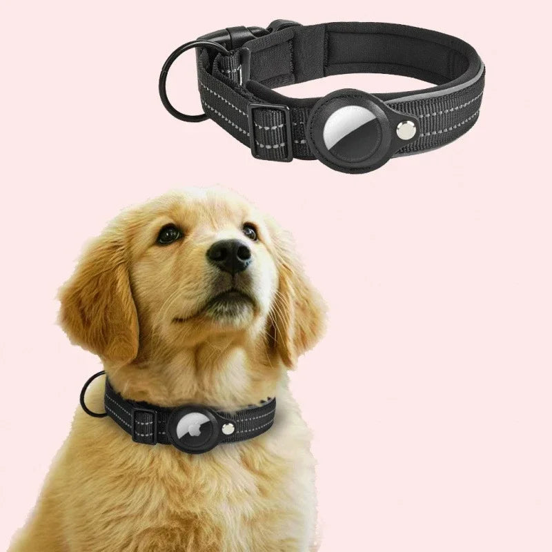 Collier Chien AirTag Réfléchissant – Rembourré, Réglable, Nylon
