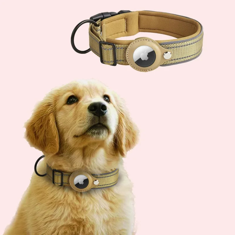 Collier Chien AirTag Réfléchissant – Rembourré, Réglable, Nylon