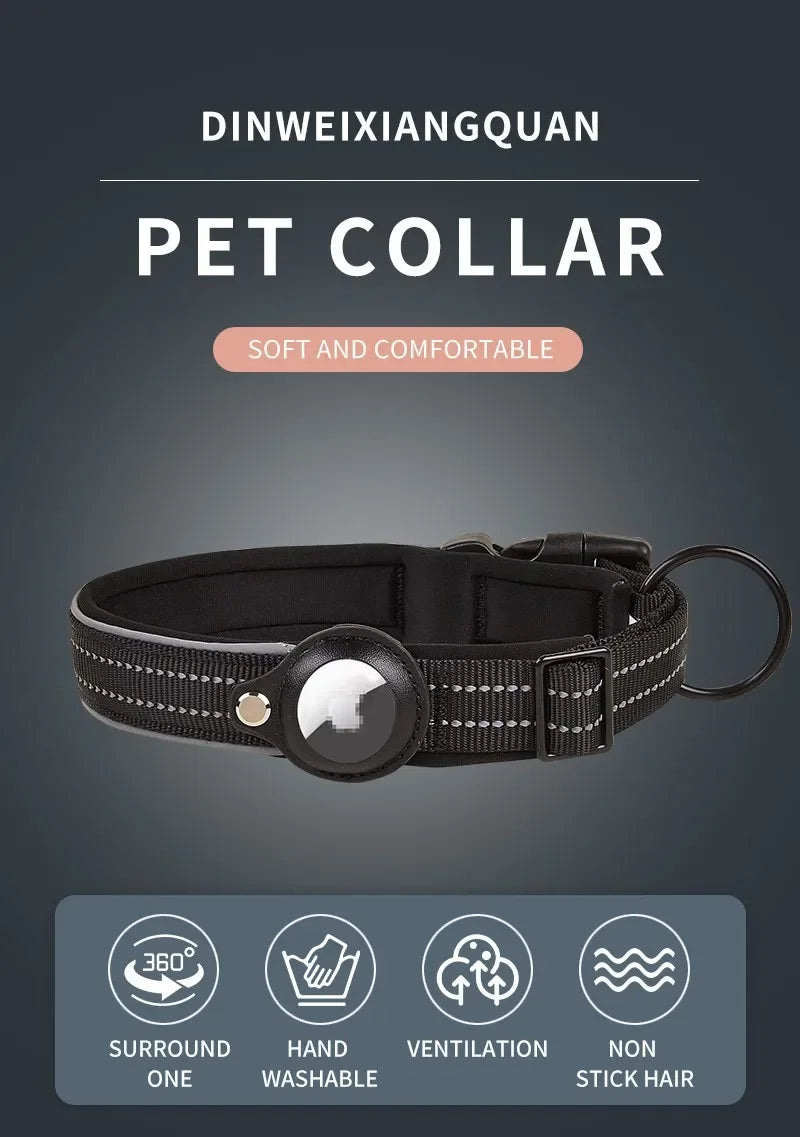 Collier Chien AirTag Réfléchissant – Rembourré, Réglable, Nylon