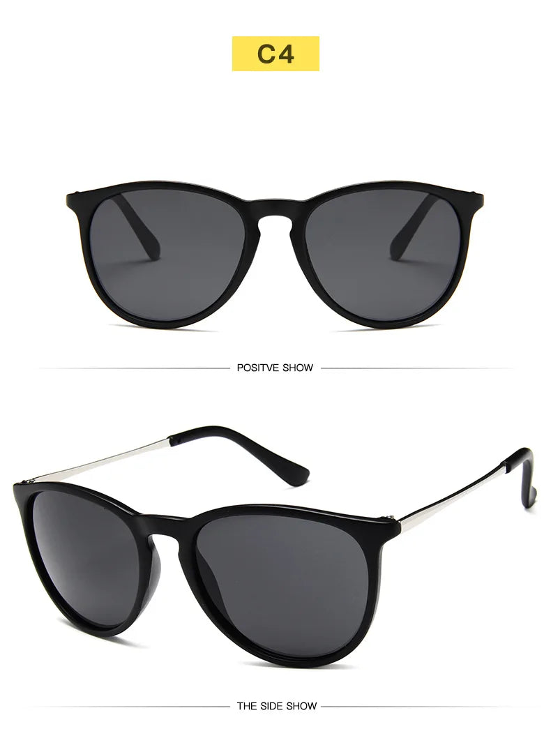 Lunettes de Soleil Vintage Monture Métal – Rondes, Unisexe, Verres Miroir